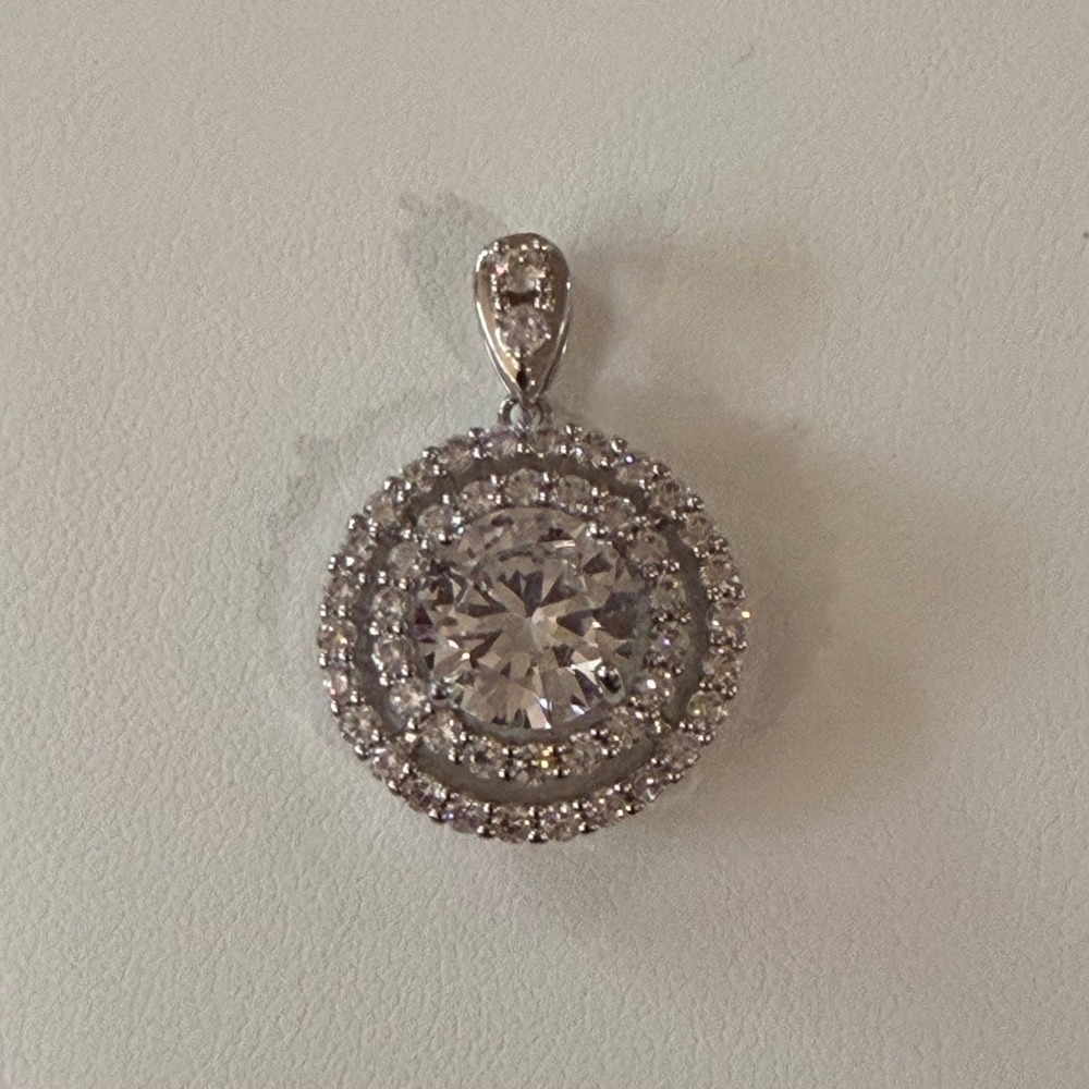 Sterling Silver CZ Halo Pendant Bridal Style